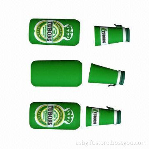 USB Flash Memory, Custom 3D Beer Bottle Shaped, 2GB Memory Capacity, OEM Orders are Welcome